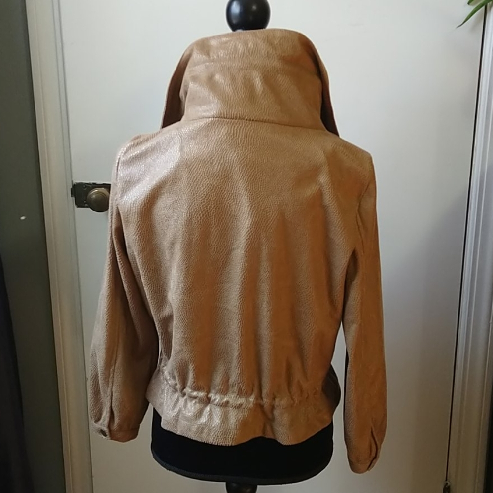 Ruby Rd Tan Faux Leather Light Weight Jacket - Picture 3 of 11